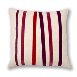 COJIN LINO CINTAS TERCIOPELO FUCSIA 50X50 CM