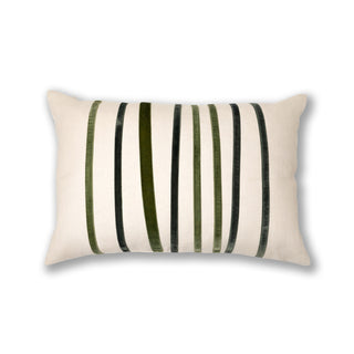 COJIN LINO CINTAS TERCIOPELO VERDE 40X60 CM