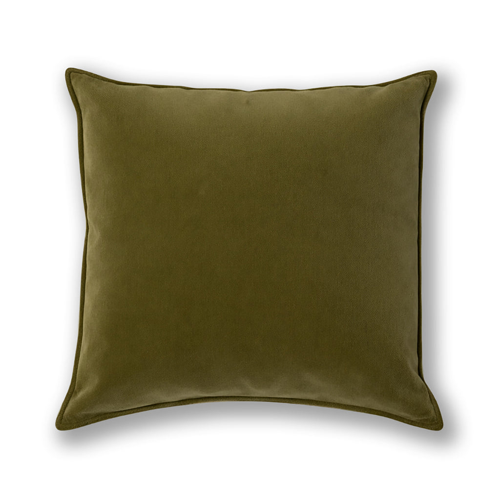 COJÍN ALGODÓN TERCIOPELO 50x50 VERDE ACEITUNA
