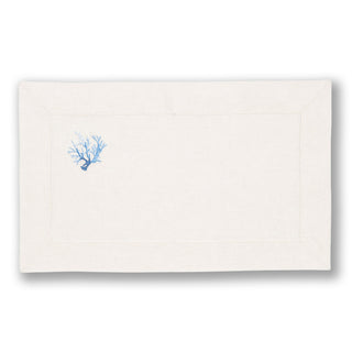 INDIVIDUAL LINO CRUDO CORAL AZUL 30X50 CM