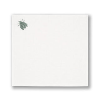 SERVILLETA LINO CRUDO ABEJA VERDE 40X40 CM