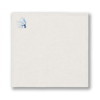 SERVILLETA LINO CRUDO CORAL AZUL 40X40 CM